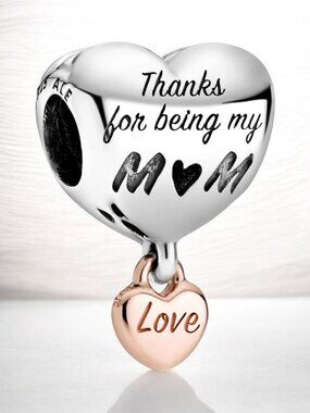 NEW Authentic Pandora Silver Charm Love You Mom Heart Charm 788830C00